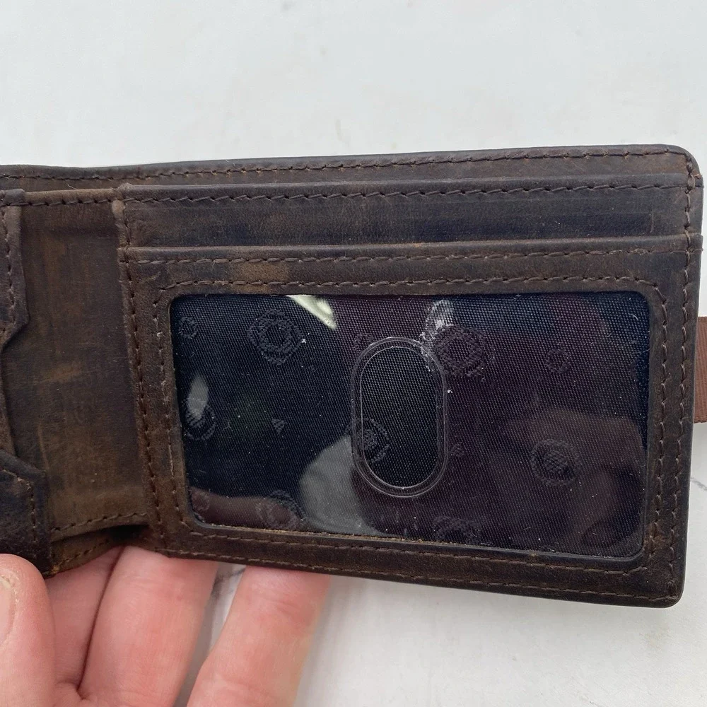 Serman Brands Wallet Dark Brown RFID Blocking Front‎ Back Pocket VGC